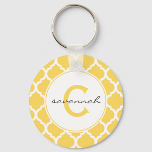Porte-clés Monogramme jaune de Quatrefoil