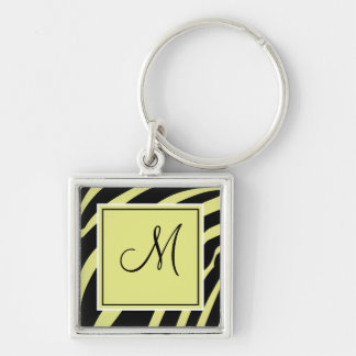 Porte-clés Monogramme jaune et noir Zebra Porte - clé d'impre