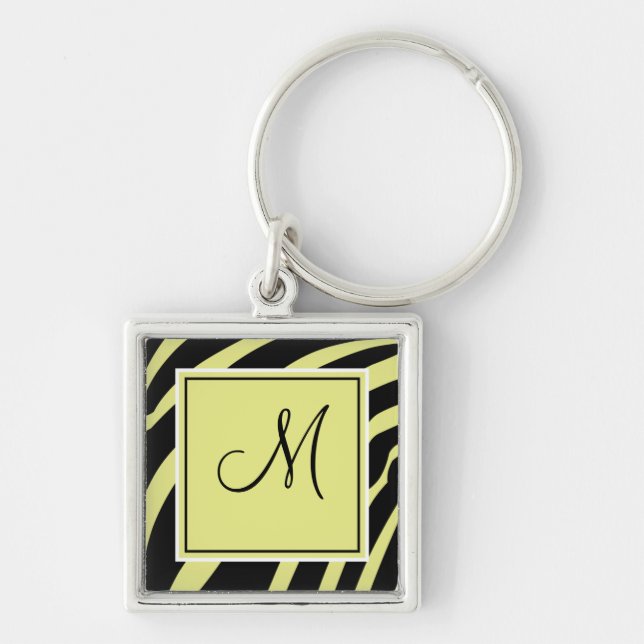 Porte-clés Monogramme jaune et noir Zebra Porte - clé d'impre (Devant)