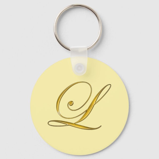 Porte-clés Monogramme L personnalisé en or (Recto)