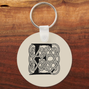 Porte-clés Monogramme lettre E Impression vintage nœud celtiq
