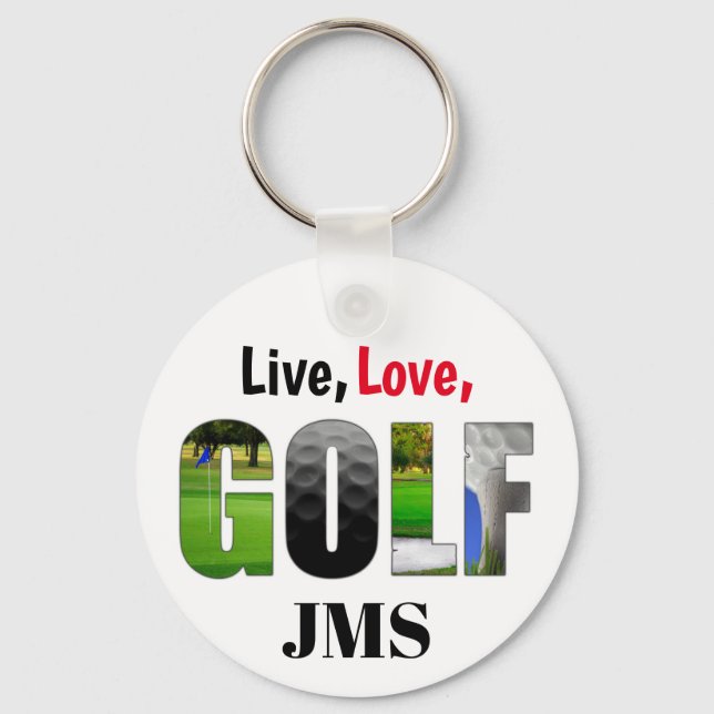 Porte-clés Monogramme Live Love Golf (Recto)