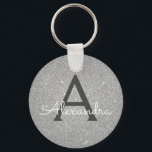 Porte-clés Monogramme Luxueux Paillettes et Étincelles Argent<br><div class="desc">Chaîne de clés élégante en faux strass et paillettes argentées de luxe. Ces porte-clés peuvent être personnalisés pour inclure votre initiale et votre prénom et sont un cadeau parfait pour une fête de mariage,  une soirée d'enterrement de vie de jeune fille ou un anniversaire.</div>