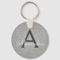 Monogramme Luxueux Paillettes et Étincelles Argent