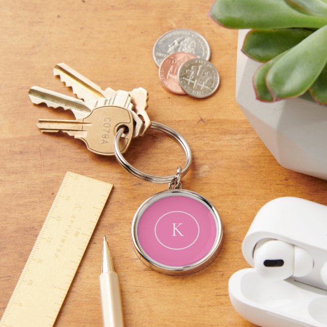 Porte-clés monogramme minimaliste personnalisé (Bureau)