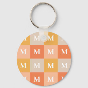 Porte-clés Monogramme moderne bloc géométrique de couleur