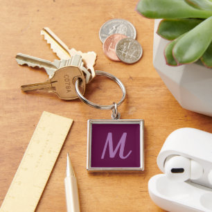 Porte-clés Monogramme Moderne Élégant Fuchsia et Lavande