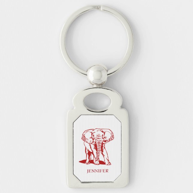Porte-clés Monogramme moderne Eléphant rouge foncé (Devant)