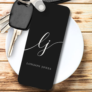 Porte-clés Monogramme moderne minimal élégant noir blanc