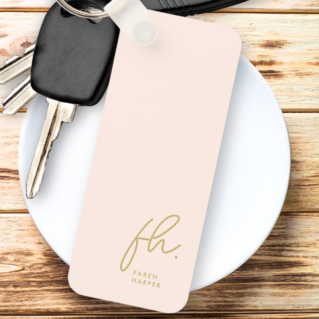 Porte-clés Monogramme Moderne Minimal Initiales De Script Blu (Créateur téléchargé)