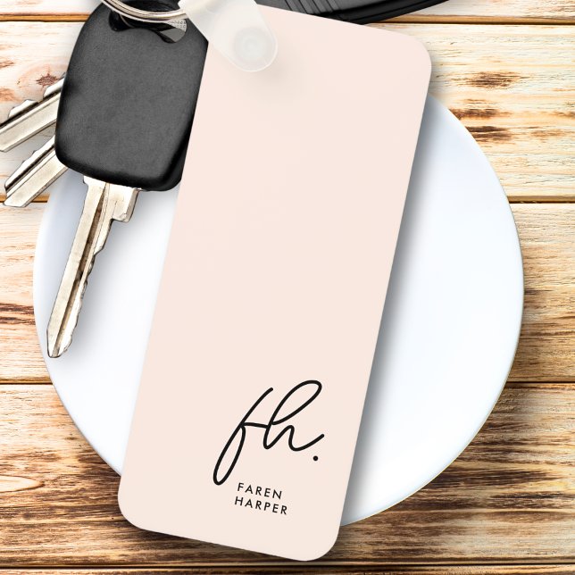 Porte-clés Monogramme Moderne Minimal Initiales De Script Ros (Créateur téléchargé)