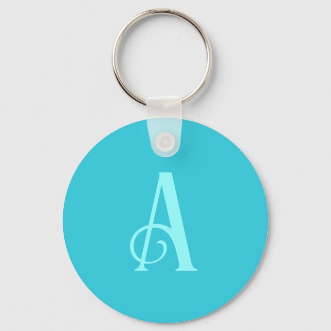 Porte-clés Monogramme Moderne Minimal Turquoise (Recto)