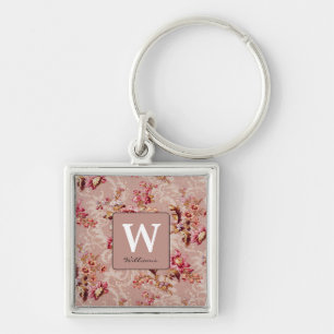 Porte-clés Monogramme moderne vintage Cute floral pour son ro