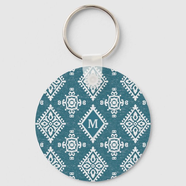 Porte-clés Monogramme | Motif bleu Turquoise Amadora (Recto)