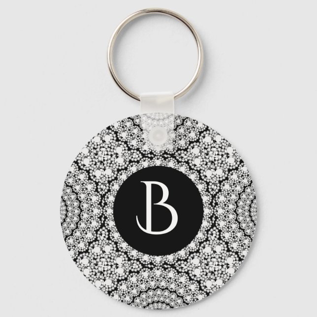 Porte-clés Monogramme Motif cool de diamants blancs (Recto)