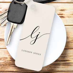 Porte-clés Monogramme Neutre Moderne Minimaliste Design ivoir