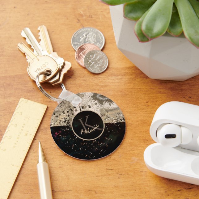 Porte-clés Monogramme noir beige (Bureau)