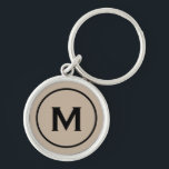 Porte-clés Monogramme noir beige minimaliste moderne<br><div class="desc">Personnalisé Moderne Minimal Monogramme Porte - clé Monogramme Initial Beige Noir. Parfait comme cadeau de vacances,  faveurs de réunion familiale,  merci cadeau pour les groomsmen et cadeau pour toute occasion spéciale.</div>