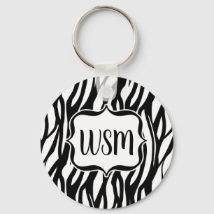 Porte-clés Monogramme noir/blanc Funky Zebra