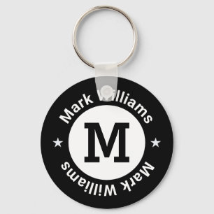 Porte-clés monogramme noir et blanc personnalisé