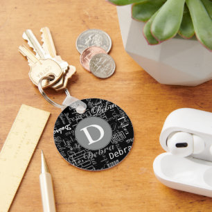 Porte-clés monogramme noir et blanc personnalisé