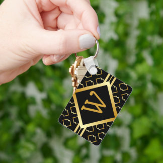 Porte-clés Monogramme NOIR et Or FAUX avec SEULEMENT L'INITIA