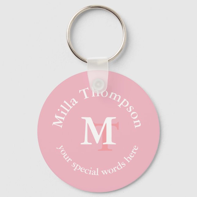 Porte-clés monogramme . nom et initiales . son rose personnal (Recto)