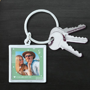 Porte-clés Monogramme Nom Photo Tendance Simple Moderne