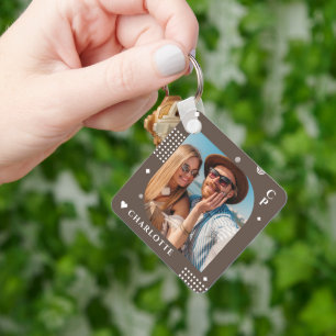 Porte-clés Monogramme Nom Photo Tendance Simple Moderne