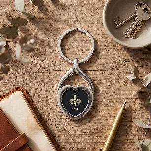 Porte-clés Monogramme Or Fleur de Lis
