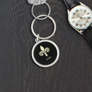 Porte-clés Monogramme Or Fleur de Lis