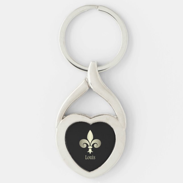 Porte-clés Monogramme Or Fleur de Lis (Devant)