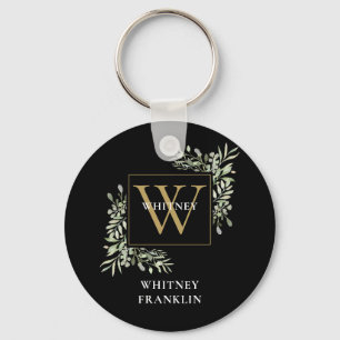 Porte-clés Monogramme Or personnalisé en Or Noir avec une Élé