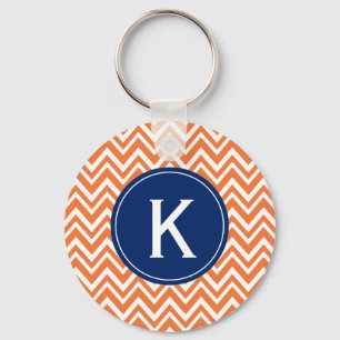 Porte-clés Monogramme Orange Zigzag Motif