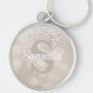 Porte-clés Monogramme Pailleté Glam Champagne
