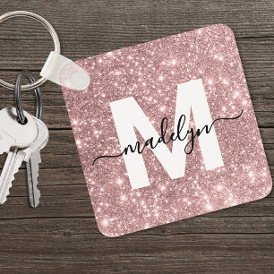 Porte-clés Monogramme Pailleté Or Rose