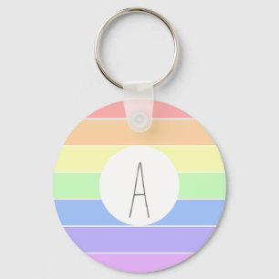 Porte-clés Monogramme Pastel Arc-en-ciel bandes colorées