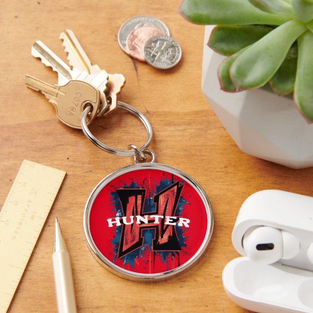Porte-clés Monogramme personnalisable "H" : Peinture de graff (Bureau)