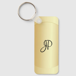 Porte-clés Monogramme personnalisable Nom initial Faux Gold