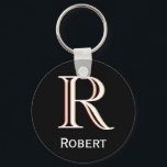Porte-clés Monogramme personnalisé à trois couches avec préno<br><div class="desc">LAYERING UNIQUE DU MONOGRAM — regardez attentivement et vous verrez trois couleurs, ce qui lui donne une sensation de profondeur. Personnalisé en plus avec le prénom. Parfait comme cadeaux de fête des pères pour papa, cadeaux pour grand-père, mari, marié, meilleur homme, groomsmen et plus. Si vous avez des questions de...</div>