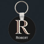 Porte-clés Monogramme personnalisé à trois couches avec préno<br><div class="desc">LAYERING UNIQUE DU MONOGRAM — regardez attentivement et vous verrez trois couleurs, ce qui lui donne une sensation de profondeur. Personnalisé en plus avec le prénom. Parfait comme cadeaux de fête des pères pour papa, cadeaux pour grand-père, mari, marié, meilleur homme, groomsmen et plus. Si vous avez des questions de...</div>