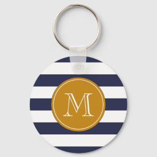 Porte-clés Monogramme personnalisé Bleu de marine