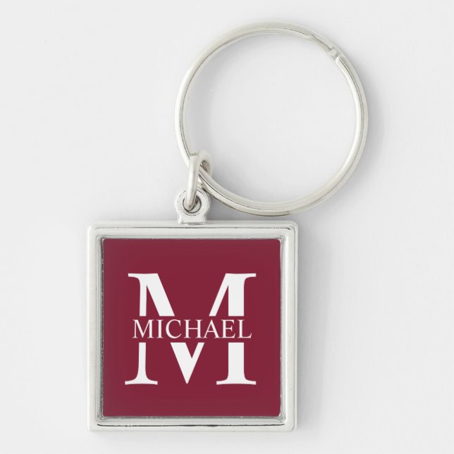 Porte-clés Monogramme personnalisé et nom (Devant)