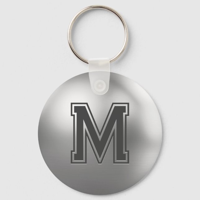 Porte-clés Monogramme personnalisé Métal brossé Cool (Recto)