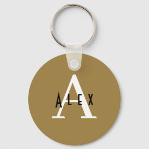 Porte-clés Monogramme personnalisé moderne de bronze Mist Pur