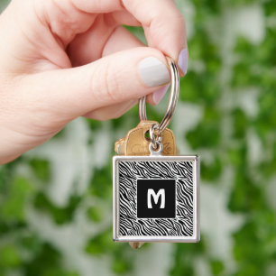 Porte-clés Monogramme personnalisé motif Zèbre