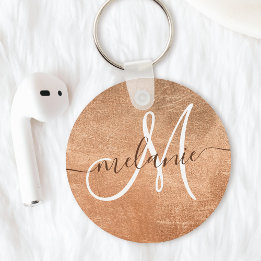 Porte-clés Monogramme personnalisé Nom Écriture manuscrite Ro