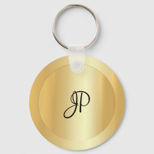 Porte-clés Monogramme personnalisé Nom initial Faux Gold Modè