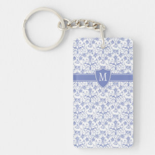 Porte-clés Monogramme personnalisé sur Motif périphérique ble