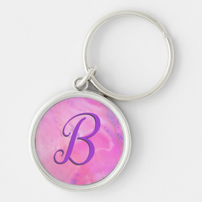 Porte-clés Monogramme Pink Chem 5 Script (Devant)